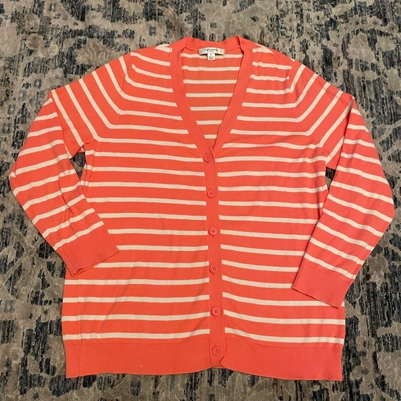 New• Liz Claiborne Striped Button Up Cardigan: Medium - Picture 1 of 8